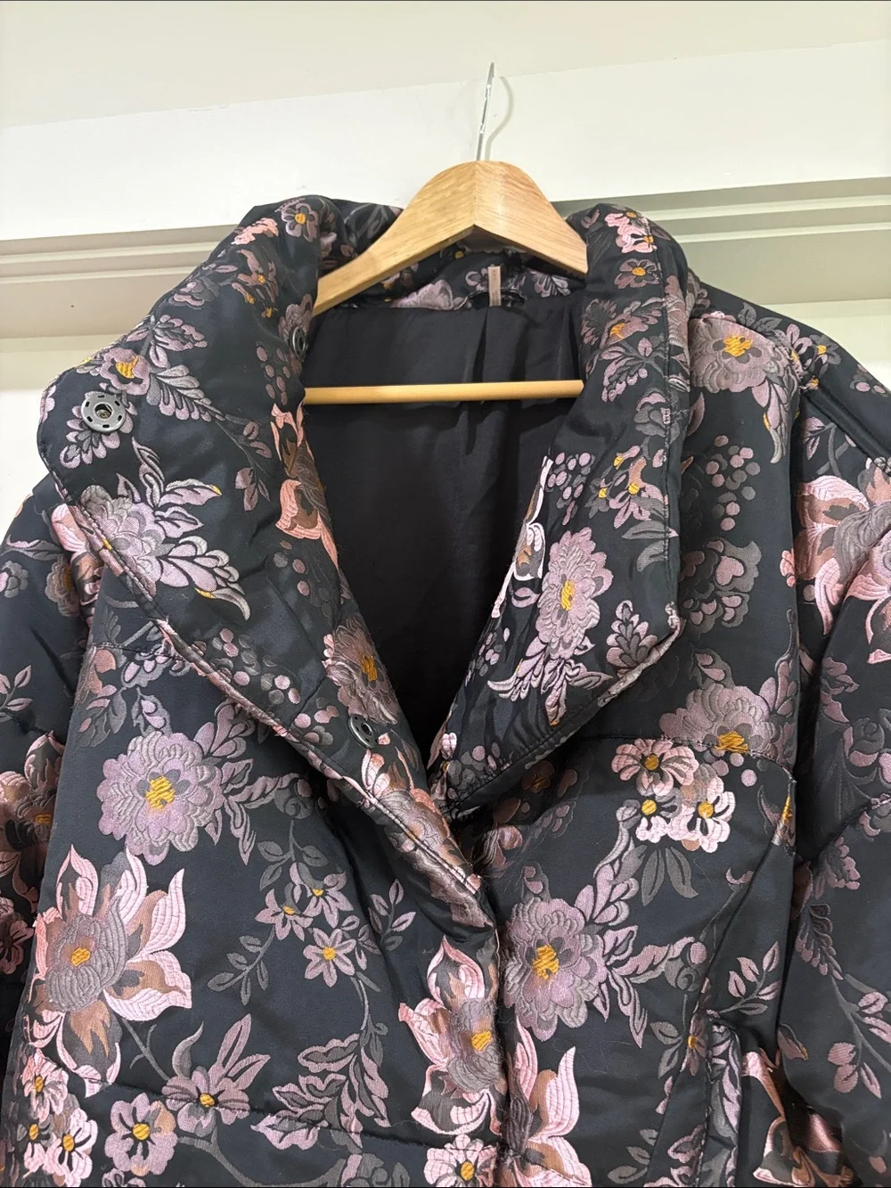 Free People Oversized Jacquard Puffer Floral Jacket, Size M